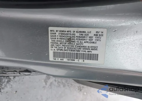 2014 Honda Odyssey Lx from USA, damaged, VIN 5FNRL5H27EB087082